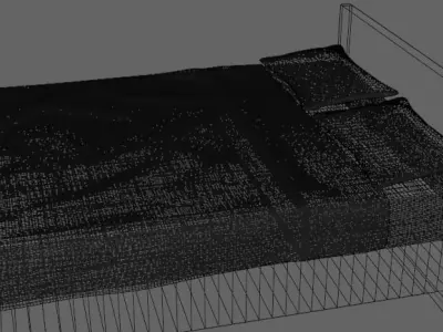 Modern Bed Model Low-poly 3D model