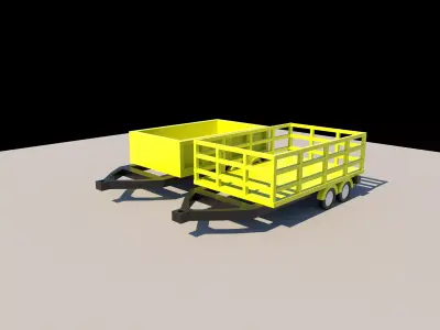 low poly tractor trolley Low-poly 3D model purchase