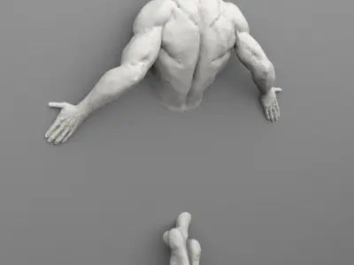 Wall Sculpture Man Pushing the Wall Printable 3D print model