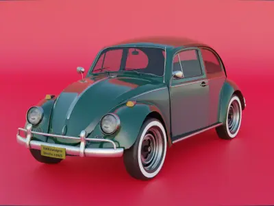 Volkswagen Beetle 1965 High Poly Classic Car 3D Model Low-poly 3D model