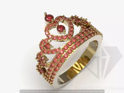Womens Jewelry Ring inspired by the Crown Heart Motifs jr00312 3D print model