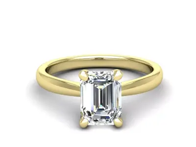 Engagement ring Linda emerald 3D print model