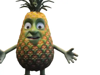 Cartoon Pineapple Low-poly 3D model