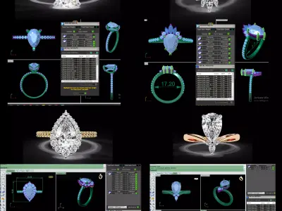 Luxury Diamond Rings CAD Bundle 63 Files STL and 3DM 3D print model