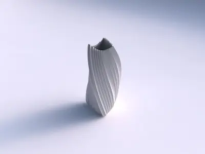 Vase twist curved tipping triangle 2 with extruded vertical l... 3D print model
