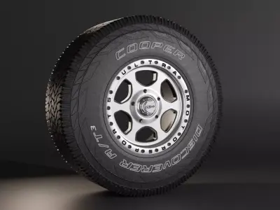 Cooper Discoverer AT3 Tire Ultra Rim Mid-poly PBR 3D model