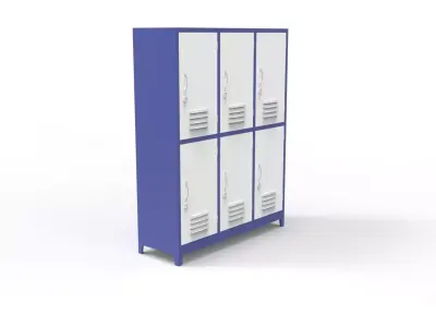 METAL CABINET -TRIPLE LONG- SIX COVER-BLUE AND WHITE Low-poly 3D model