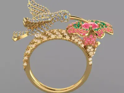 Hummingbird Ring 3D print model purchase