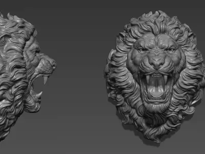 Lion head angry 3D print model