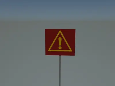 General danger sign Low-poly 3D model