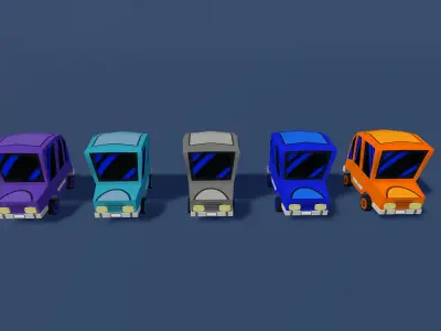 Lowpoly cartoony cars Low-poly 3D model