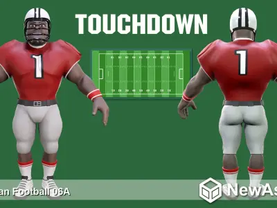 American Football Touchdown Character 06A Low-poly 3D model