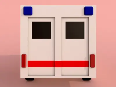 Cartoon low poly ambulance Low-poly 3D model