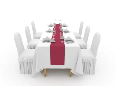 Banquet Table and Chair 118 3D model