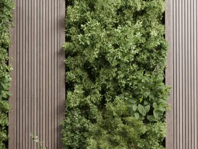 Vertical Wall Garden With Wooden frame - Horizontal garden Low-poly 3D model