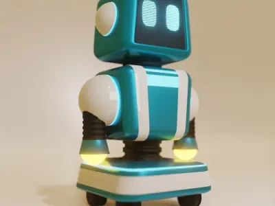 Simple Lowpoly The cute blue robot without rigging Free 3D print model