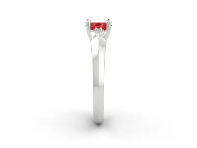 D-1441 engagement ring with ruby stone 3D print model