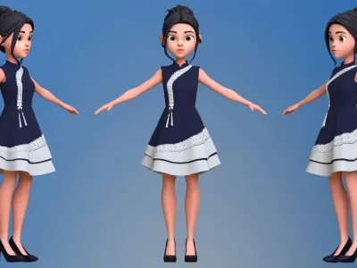 Ava Cartoon Girl Model 3D model