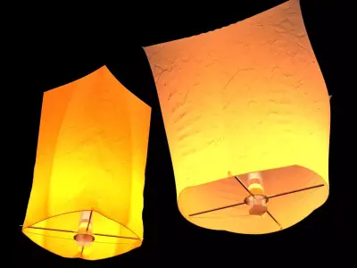 Chinese sky lantern  Low-poly 3D model