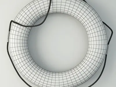 Vintage 1950s Red and White Nautical Life Preserver 3D model