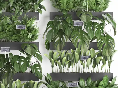 Wooden flower boxes wall decor vertical garden 41 3D model