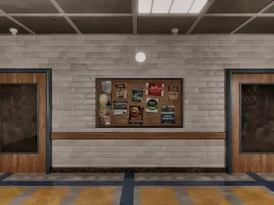 UE5 - SCHOOL HALLWAY Low-poly 3D model