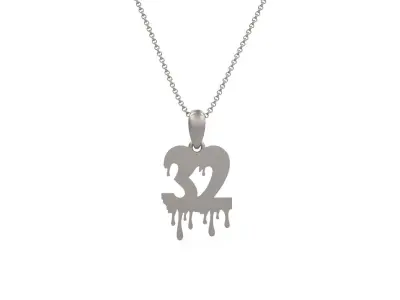 Model 1265 32 Bloody Terror Initial Number Pendant 3D print model