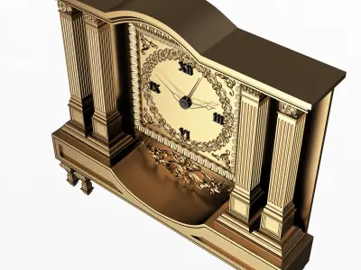 Classic Clock 09 Gold Low-poly 3D model