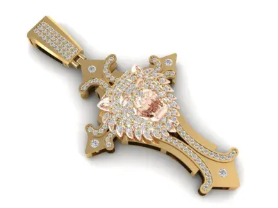 Luxury Dual Tone Diamond Cross Pendant for Men and Women  317 3D print model