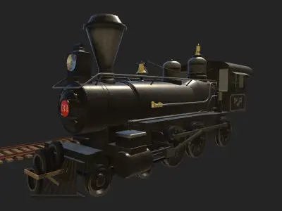 Back to the Future 3 - Delorean and Locomotive Low-poly 3D model