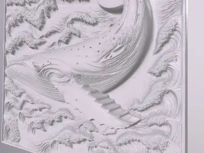 Blue Whale 1 basrelief for 3D printing 3D print model