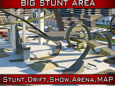 Car Stunt and Show Area Ramps Drift and More Low-poly 3D model