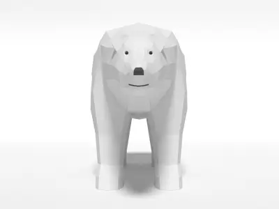 Low Poly Cartoon Polar Bear Low-poly 3D model