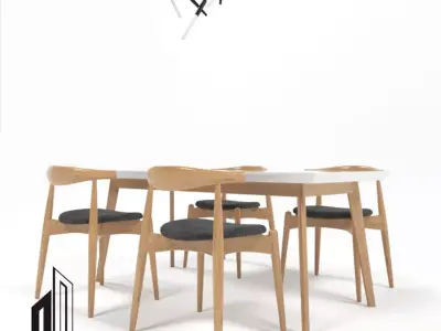 Dining Table Set 01 3D model