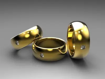 Ring three gold wedding rings Free 3D print model
