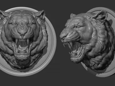 Tiger grin roar 3D print model