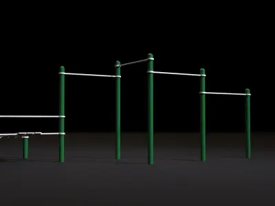 Workout 2 set of exercise equipment 3D model