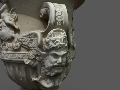 Exterior 2-sided antique vase with flowers  3D model