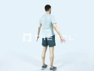 Portrait 09H Animated Rigged Sports Man Low-poly 3D model