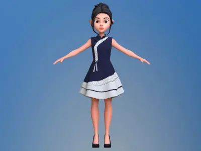 Ava Cartoon Girl Model 3D model