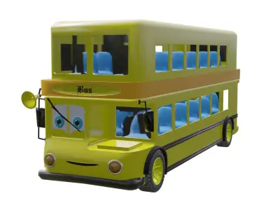 Cartoon Bus Low-poly 3D model