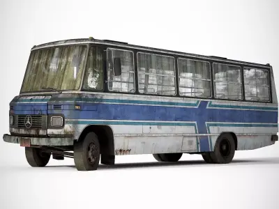 Old Bus Mercedes-Benz  608D Low-poly 3D model