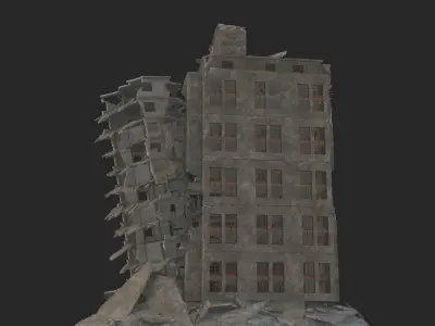 destroyed building  Low-poly 3D model