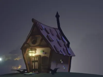 Low Poly Old Cartoon House Free low-poly 3D model