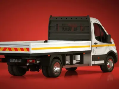 Generic Cargo VAN Dropside with driver Low-poly 3D model