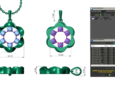 Diamond Circle Flower Pendant        3D print model