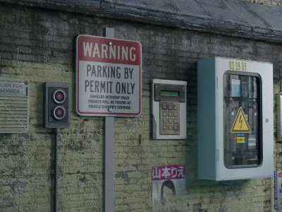 Street Sign And Some Decoration Free low-poly 3D model