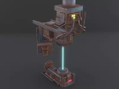 Low poly sci-fi machine game asset free 3d model Low-poly 3D model
