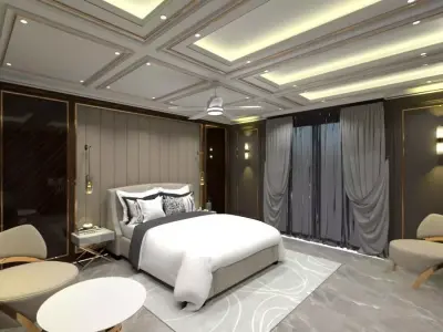Modern Master Bedroom 3D Interior Scene Free 3D model