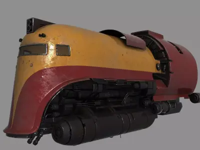 Diesel Punk Train Low-poly 3D model